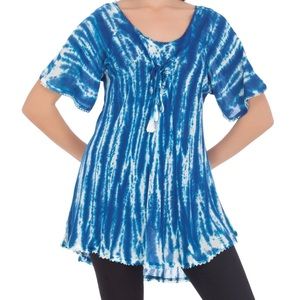 TYE-DYE FREESTYLE BLOUSE.  BL/RD11.  12685